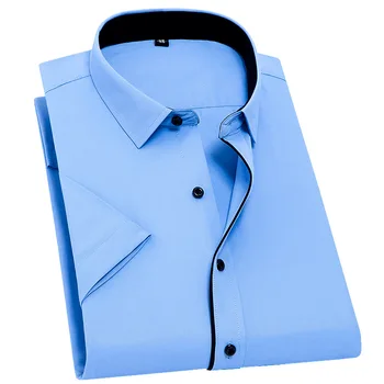  Yazlık gömlek Erkekler ıçin Kısa Kollu Düzenli Fit Beyaz Mavi Gri Sosyal Dimi Iş Ofis Erkek Giyim Artı Boyutu 8XL 7XL