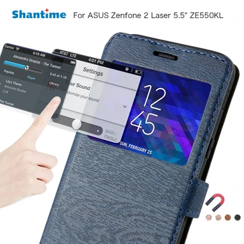  Asus Zenfone 2 Lazer için ZE500KL ZE550KL Flip Case Asus Zenfone 2 Lazer ZE601KL Zenfone Selfie ZD551KL Görünüm Penceresi Kitap Çantası