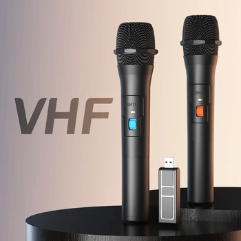  1 Çift VHF Kablosuz Mikrofon Sistemi Kitleri USB Alıcısı El Karaoke Mikrofon Ev Partisi Akıllı TV Hoparlör Şarkı Mikrofon