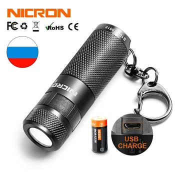  NICRON Mini LED el feneri Anahtarlık 3W USB Şarj Edilebilir Kompakt Lamba meşale ışık Su Geçirmez 3 Modları Ev Açık vb