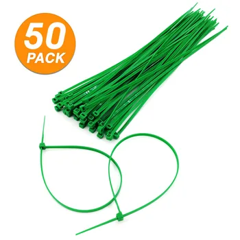  50/100/200 adet Sabit Bitki Bağları Bahçe Plastik Kendinden kilitleme Toka Kablo Yeşil Naylon Paket Bağlama Kemer Uzunluğu 20 / 25 / 30 cm