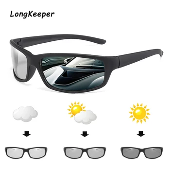  Longkeeper 2020 Marka Kare Fotokromik Güneş Gözlüğü Erkekler Polarize Gözlük Retro Kadın Güneş Gözlüğü Sürüş Siyah UV400 Gafas de