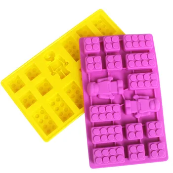  16 delik Blokları Mini Şekil Robot Kek Kalıbı Buz Küpü tepsi kalıbı çikolatalı kek Jöle Jöle Silikon Kalıplar Fondan Kalıpları