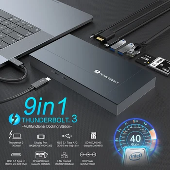  HUAWEİ Thunderbolt 3 Dock Desteği 40Gbps USB C HUB 8K Displayport DC Güç USB-C kablo ayırıcı Bağlantı Noktası İçin Apple Macbook Hava / Pro