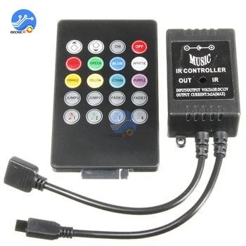  20 Anahtar 12-24V 72W 38KHz Müzik IRController Siyah Ses Sensörü Uzaktan RGB LED Şerit İçin Ayak lambası araba Ortam lambası