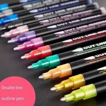  12 Renk Glitter Anahat İşaretleyiciler eğri kalem Seti Süper Dalgalı İşaretleyiciler, Supersquiggles Seti Sanat Çizim için Noel Kartı
