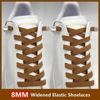  2022 Hiçbir Kravat Ayakkabı bağcıkları Elastik Danteller Sneakers 8MM Genişletilmiş Düz Ayakabı bağları olmadan Çocuklar Yetişkin Ayakkabı Bağı Ayakkabı Aksesuarları