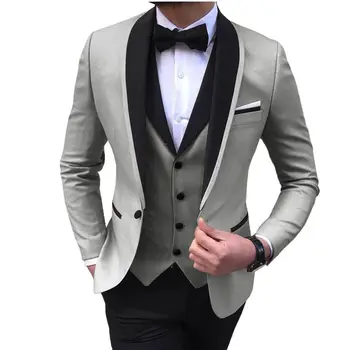  2022 Büyük Boy Dış Ticaret İş günlük giysi Üç parçalı Damat Groomsmen Düğün Ziyafet Takım Elbise Takım Elbise Erkek Kostümleri Hommes