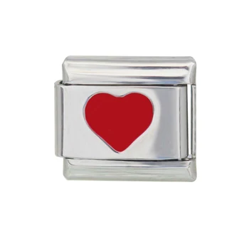  Composable Klasik boyutu 9mm modüler renk emaye aşk kırmızı kalp İtalyan charm bağlantı bilezik fit Zoppini marka