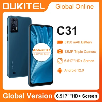  Oukıtel C31 güçlendirilmiş akıllı telefon Android 12 5150mAh 3GB + 16GB Üçlü Arka Kamera Cep Telefonu 6.517 HD + HÜCRE içi cep telefonu
