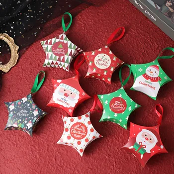  30 adet Beş Yıldız Noel Kutuları Hediye Ambalaj Gıda Şeker Ambalaj Aperatifler Kraft Konteyner kendi başına yap kağıdı Advent Takvimi Hediye Kutusu