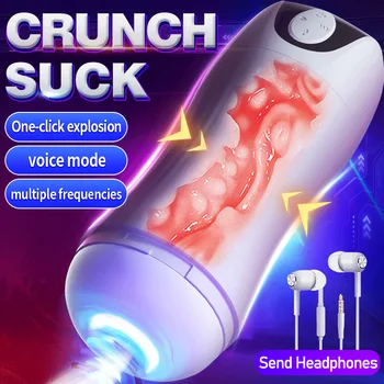  Otomatik Emme Masturbators Erkekler İçin Gerçekçi Vajina Silicona Vibratör Oral Seks Erkek mastürbasyon kupası Seks Makinesi Yetişkinler İçin 18+