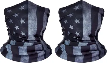  2x Amerikan Bayrağı Açık Bandana Yüz Maskesi-Mikrofiber Dikişsiz Şapkalar, Yüz Boyun Körüğü Sürme, Kayak