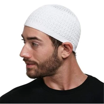  1 adet Unisex Örme Müslüman Erkekler Namaz Şapka Erkek Kasketleri Kap Homme Şapka İslam Ramazan Yahudi Sıcak erkek Şal şapka
