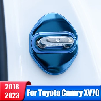  Araba Kapı Kilidi Toka Kapak Toyota Camry İçin 70 XV70 2018 2019 2020 2021 2022 2023 Hibrid Çıkartmalar Paslanmaz Çelik Aksesuarlar