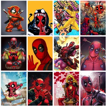  5D Elmas Boyama Marvel Disney Parodi Deadpool Amerikan Çizgi Roman Nakış Çapraz dikiş kitleri Sanat Mozaik Matkap Ev Dekor Hediyeler