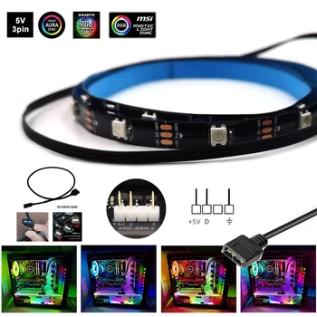  Adreslenebilir Gökkuşağı PC Dijital LED Şerit Bant 5V 3pın ARGB Başlık PC Kasa Asus Aura Sync Gigabyte RGB Fusion MSI Mistik