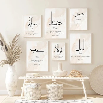  Arapça Kaligrafi İslam Tuval Boyama Motivasyon Tırnaklar Poster Duvar sanat baskı Modern İslam Resim Ev Dekorasyon