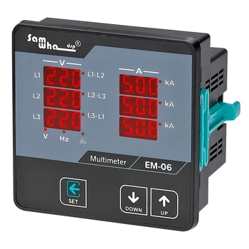  Samwha-Dsp EM - 06 Dijital Multimetre, Üç Fazlı Volt (L-L), (L-N), Amper, Frekans, Faz Sırası Ekran Panel Metre 12 in 1