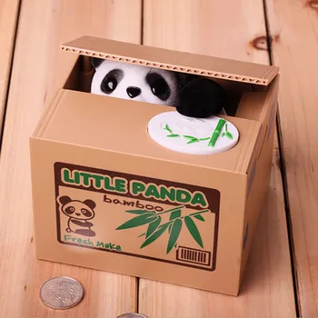  Panda bozuk para kutusu Çocuklar Para Banka Otomatik Kedi Hırsız Para kutuları Oyuncak Hediye Çocuklar için Para Kumbara para kumbarası