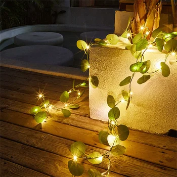  2M Yapay Bitki LED Dize İşıklar Yeşil Yaprak Asma Peri İşıklar Noel Garland Lamba Bahçe Partisi Düğün Dekorasyon İçin