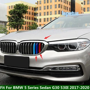  Lapetus Ön İzgara Şeritler Izgara Dekorasyon krom çerçeve Trim İçin BMW 5 Serisi Sedan G30 530İ 2017 2018 2019 2020 ABS 3 Renk