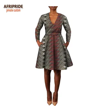  2022 Kadın Afrika Elbise Bahar V Yaka Kemer Elbise Afrika Seksi Elbise Kadınlar için Geleneksel Baskı Elbise Elbise Artı Boyutu A722515
