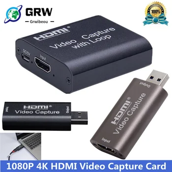  4K Video Yakalama Kartı USB 3.0 2.0 HDMI Video Kapmak Kayıt Kutusu PS4 Oyun DVD Kamera Kamera Kayıt Canlı Akış