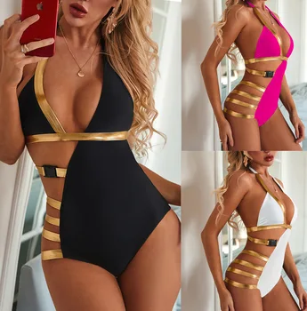  2021 Mayo Kadın Mayo Plaj Kıyafeti Yüzmek Mayo Bayanlar Mayo Seksi Dikiş Bandaj Kemer Tokası Bikini