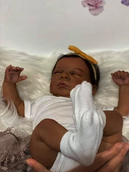  19 İnç Afrika amerikan oyuncak bebek Twins Romy Siyah Cilt Yeniden Doğmuş Bebek Bitmiş Yenidoğan Köklü Saç El Yapımı Oyuncak Hediye Kızlar İçin