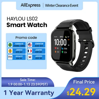  HAYLOU LS02 akıllı saat Smartwatch erkekler için IP68 Su Geçirmez 12 Spor Modları,Çağrı Hatırlatma, Bluetooth 5.0 Akıllı Bant