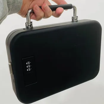  Taşıyabilir küçük emniyet kasası Katı çelik emniyet tabancası anahtar değerli mücevher kutusu taşınabilir güvenlik biyometrik parmak izi kutusu güvenli