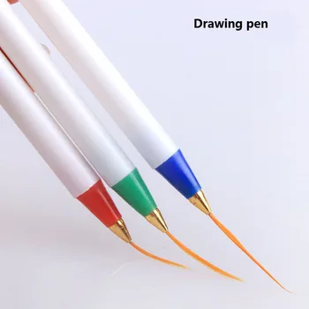  3 adet / takım Ince Beyaz Nail Art Liner Boyama Kalem DIY Akrilik UV Jel Fırçalar Çizim Kiti Çiçek Hattı ızgara Manikür Aracı