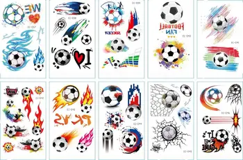  10 adet Çocuklar Geçici Dövmeler Futbol Futbol Fan Sahte Dövme Etiket Dövme Su Geçirmez Dövme El Kol Ayak Dövme Çocuk Erkek