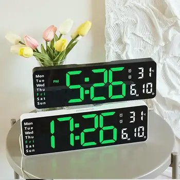  13 inç Led dijital alarmlı saat Saat Zaman Tarih Sıcaklık Hafta Ekran Duvara monte Elektronik duvar saati Yatak Odası Ev Dekor İçin