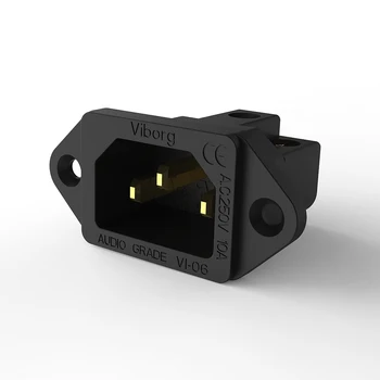  Viborg VI06BG Siyah Ses Dereceli Saf Bakır 24 k Altın kaplama IEC Giriş Fiş AC 250 V 15A Güç soket