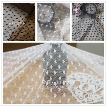  Beyaz Siyah Jakarlı Kalp Sıkı Örgü Dantel Kumaş Kız Tül Elbise Düğün Konfeksiyon Dikiş Dekoratif İç Çamaşırı Net Kumaş