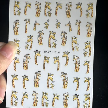  1 adet Zürafa Sevimli Hayvan Kendinden yapışkanlı tırnak çıkartmalar kaydırıcılar tırnak şeritleri 2022 yeni yıl tırnak kaydırıcılar moda