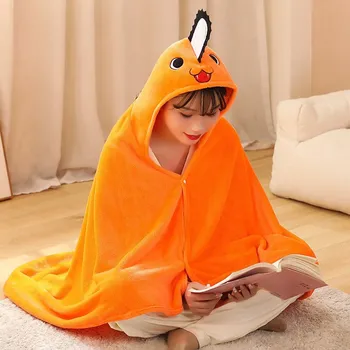  Anime Testere Adam Pochita Pelerin Cosplay Battaniye Yumuşak Sıcak Pelerin Hayranları Hediye Kostüm Sahne