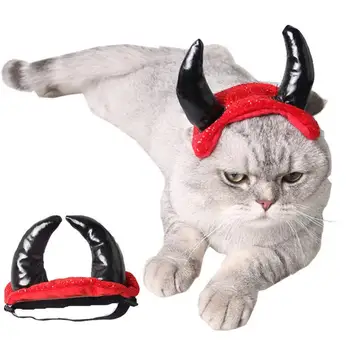  Cadılar bayramı Öküz Boynuz Kap Kedi Vampir Şeytan Boynuz Şapka Küçük Köpekler Pet Cosplay Şapkalar Oyuncak İskoç Fold Kediler Aksesuarları