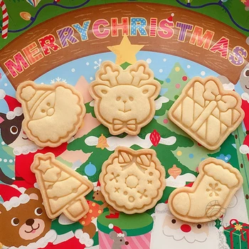  1 Adet Noel 3D Bisküvi Kalıp kurabiye kesici Sevimli Elk Çelenk Noel Baba Hediye Çorap Ağacı Preslenebilir Damgalı Kabartmalı Pişirme Kalıp