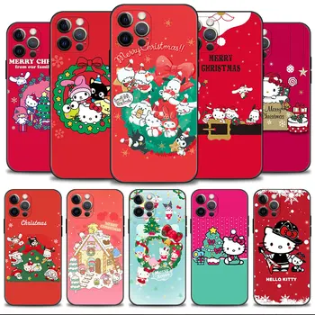  Telefon kılıfı İçin Apple iPhone 14 13 12 11 Pro Max 13 12 Mini XS Max XR X 7 8 6 6S Artı Merry Christmas Ağacı Hello Kitty Aile