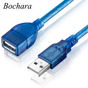  Bochara USB 2.0 Uzatma Kablosu Erkek Kadın M/F Çift Koruyucu(Folyo+Örgülü) şeffaf Mavi 1.5 m 1.8 m 3m 5m 10m