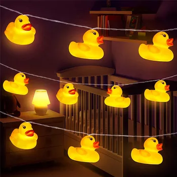  10 Leds / 20 Leds pil ışletilen sarı ördek LED dize ışıklar tatil noel duvar pencere ağacı dekoratif peri çelenk ışıkları