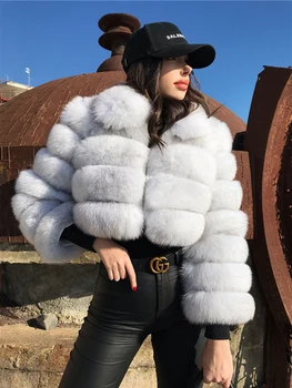  Taruxy Faux Fox Kürk Vizon Palto Kadınlar Kış Uzun Kollu Turn-aşağı Yaka Sıcak Ceketler Kabanlar Sahte Kürk Ceket Kadın Giyim