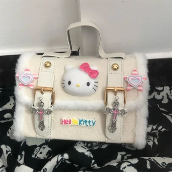  Kadınlar için çanta Sanrio Sevimli Hello Kitty Çanta Pembe Kız Peluş kadın Çanta askılı çanta Çantalar ve Çanta