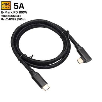  USB C USB C 3.1 Gen 2 Kablo 0.2 m/0.5 m/1m/2m/3m 90 Derece Tip C 100W Kablosu 4K@60Hz Video Çıkışı 5A Güç Teslimat Şarj