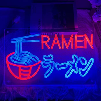  Ramen Japon Erişte Neon Burcu Led Tasarım Asılı Sanat Dükkanı Mağaza Restoran Odası USB Kişilik Powered Duvar Dekor