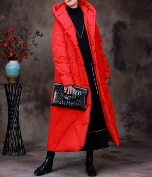 Sonbahar ve kış yeni işlemeli düğme aşağı ceket uzun diz kapüşonlu ceket sıcak tutan kaban Ceket Kapşonlu Parkas Sıcak kadın kıyafetleri