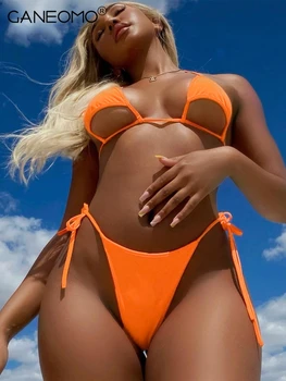  Halter Bandaj Seksi Sütyen Yüksek Bel Mayo 2 Parça bikini seti Kadın 2022 Yaz Plaj Mayo Açığa Tatil Kıyafetler